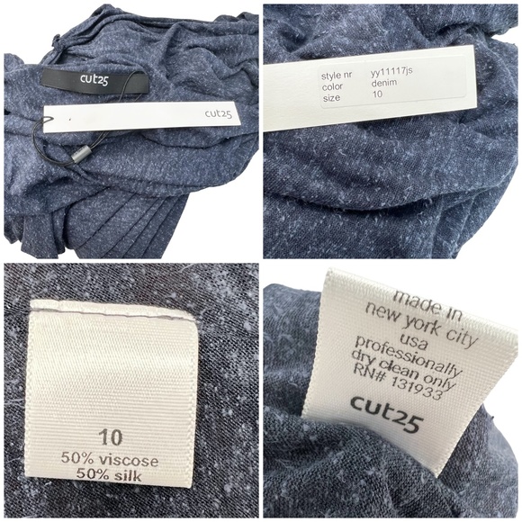 CUT25 BY YIGAL AZROUEL DENIM BLUE SILK/VISCOSE OPEN ASYMMETRICAL CARDIGAN - Picture 13 of 16